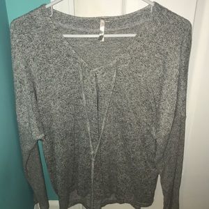 grey lace up sweater